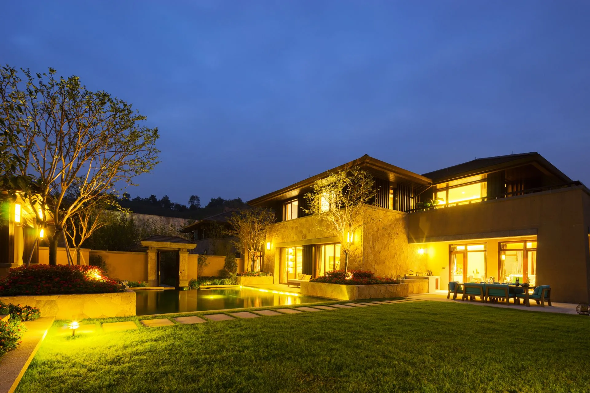 backyard lighting installation in Grand Junction, CO