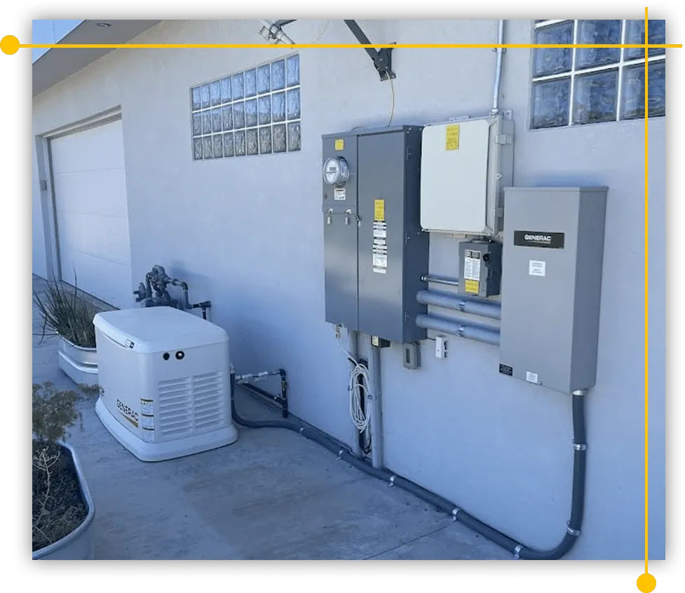 A generator is attached to the side of a building A generator is attached to the side of a building