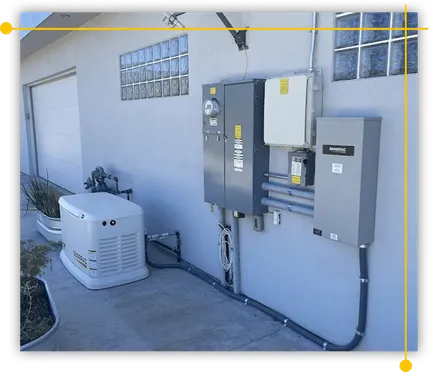 A generator is attached to the side of a building A generator is attached to the side of a building