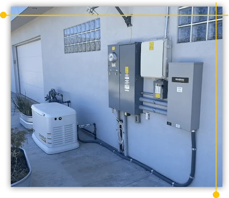 A generator is attached to the side of a building A generator is attached to the side of a building