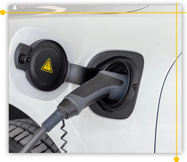 A close up of an electric car being charged A close up of an electric car being charged
